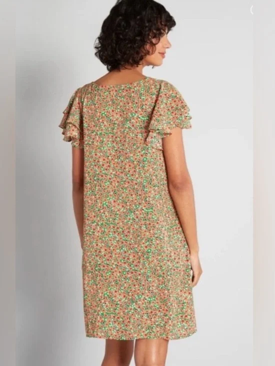 NWT Modcloth Molly Bracken Poised For Poppies Floral Ruffle Short Sleeve Dress - Picture 4 of 16